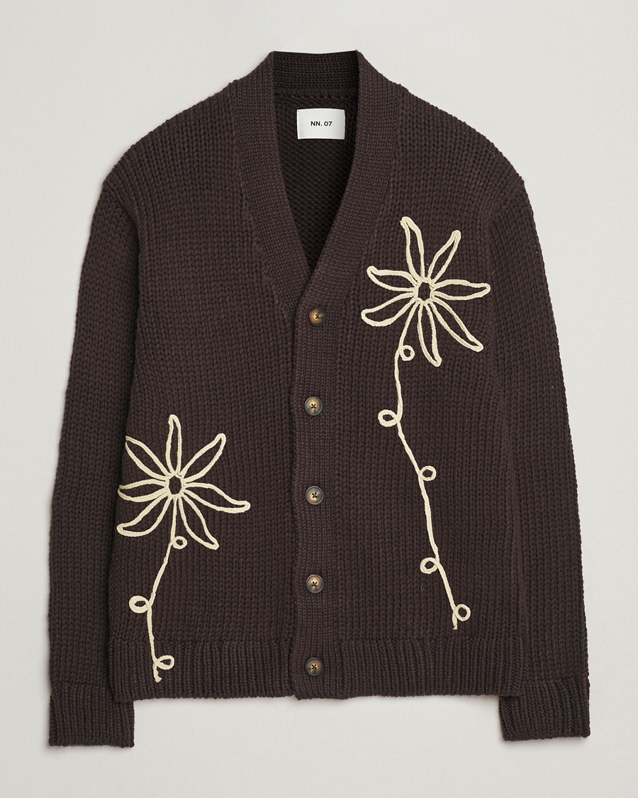 Herre | Trøjer | NN07 | Mika Knitted Flower Cardigan Dusky Port