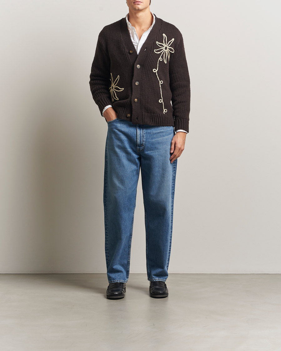 Herre | Trøjer | NN07 | Mika Knitted Flower Cardigan Dusky Port
