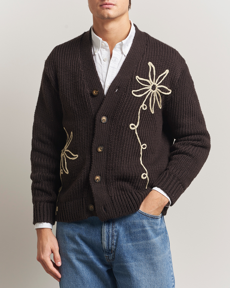 Herre | Trøjer | NN07 | Mika Knitted Flower Cardigan Dusky Port