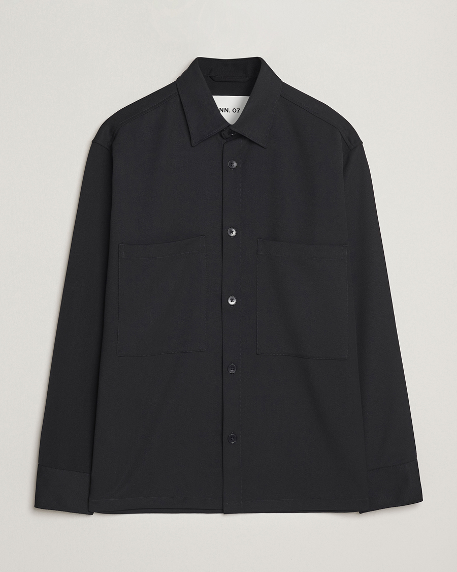 Herre | Skjorter | NN07 | Freddy Wool/Tencel Overshirt Black