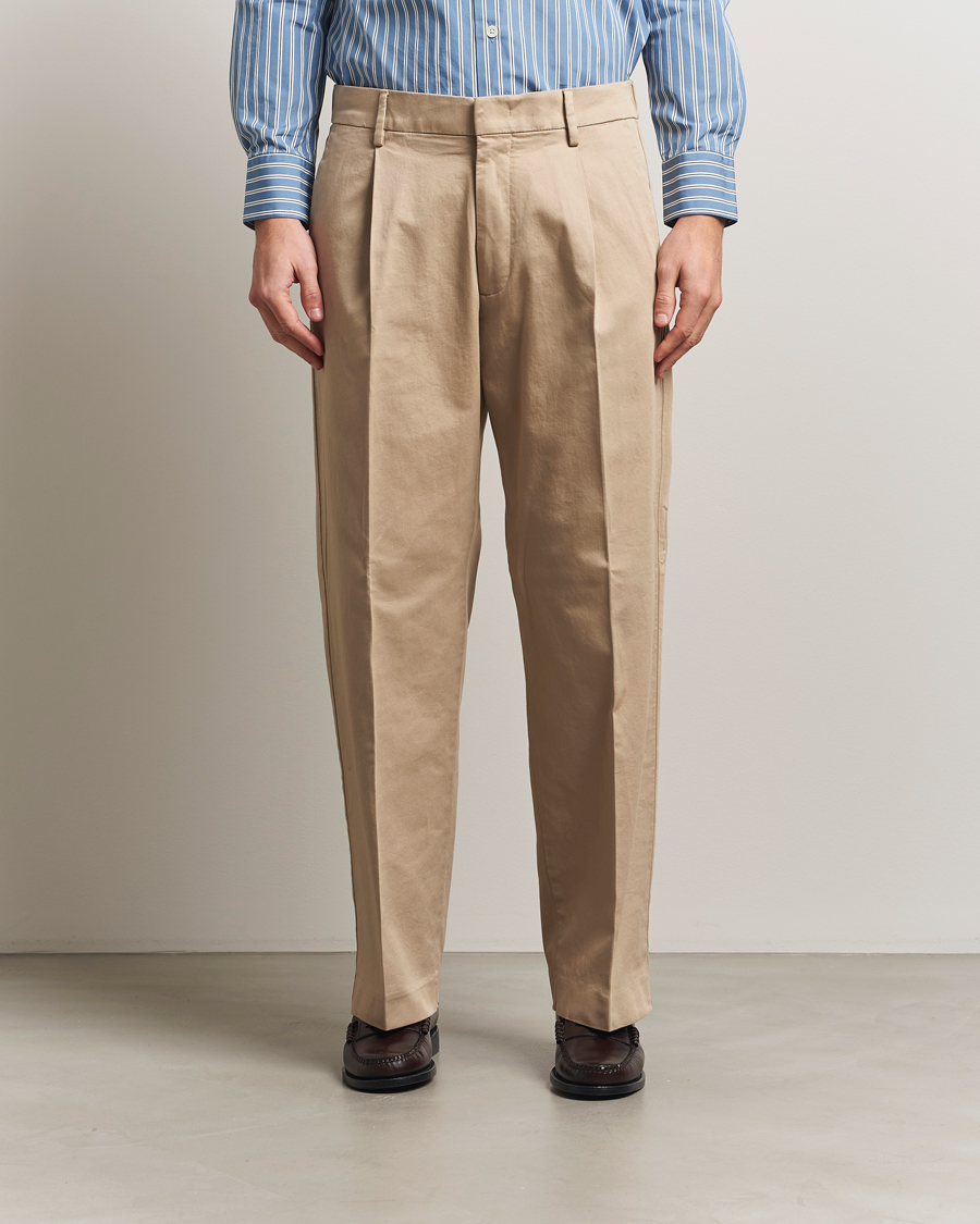 Herre | Bukser | NN07 | Kay Relaxed Fit Pleated Trousers Desert Khaki