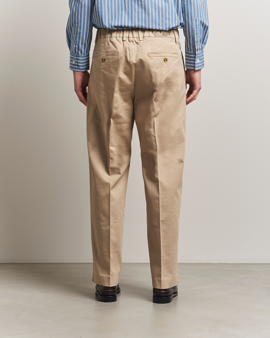 Herre | Bukser | NN07 | Kay Relaxed Fit Pleated Cotton Trousers Desert Khaki
