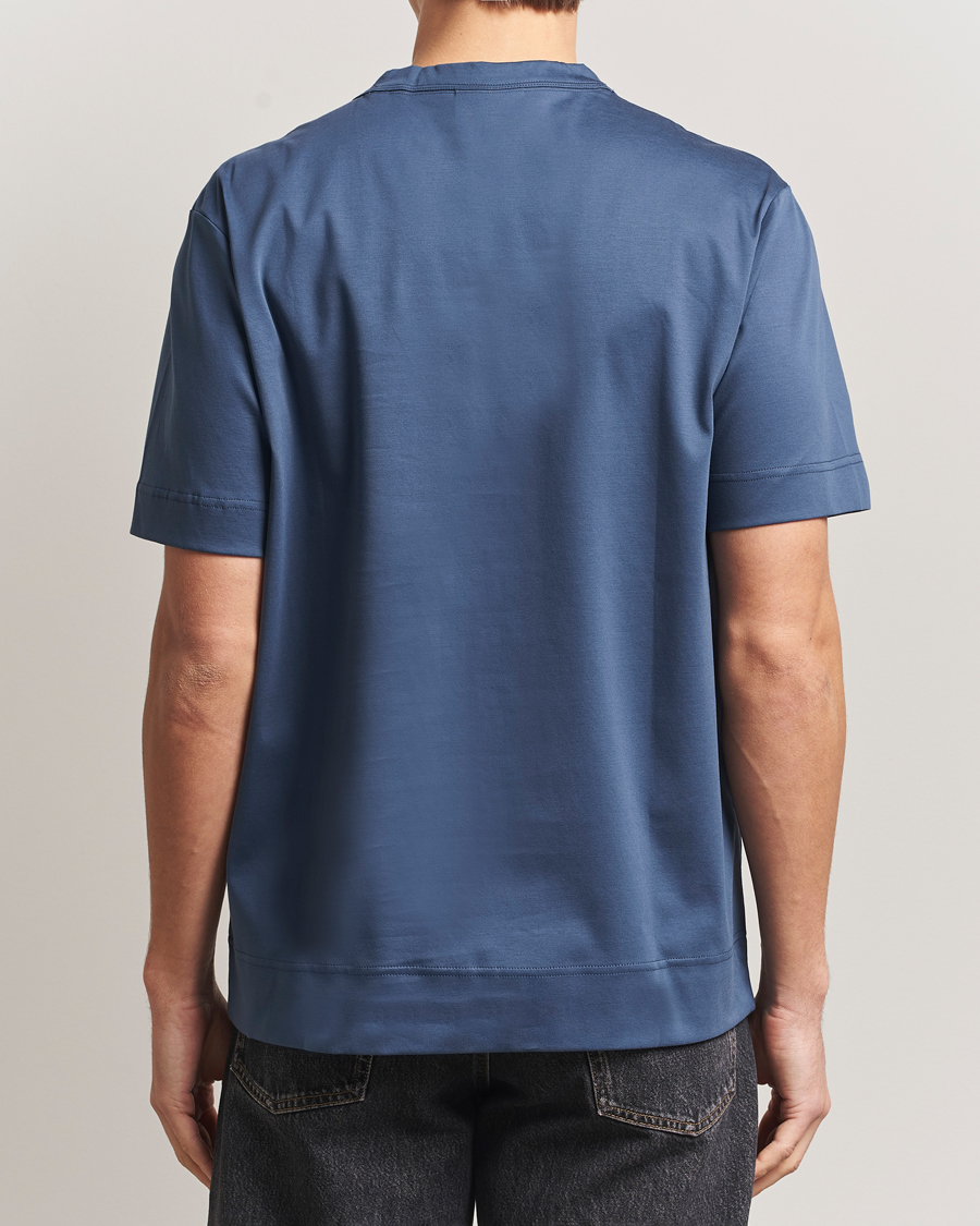 Herre | T-Shirts | NN07 | Pedro Embroidered T-Shirt Denim Blue