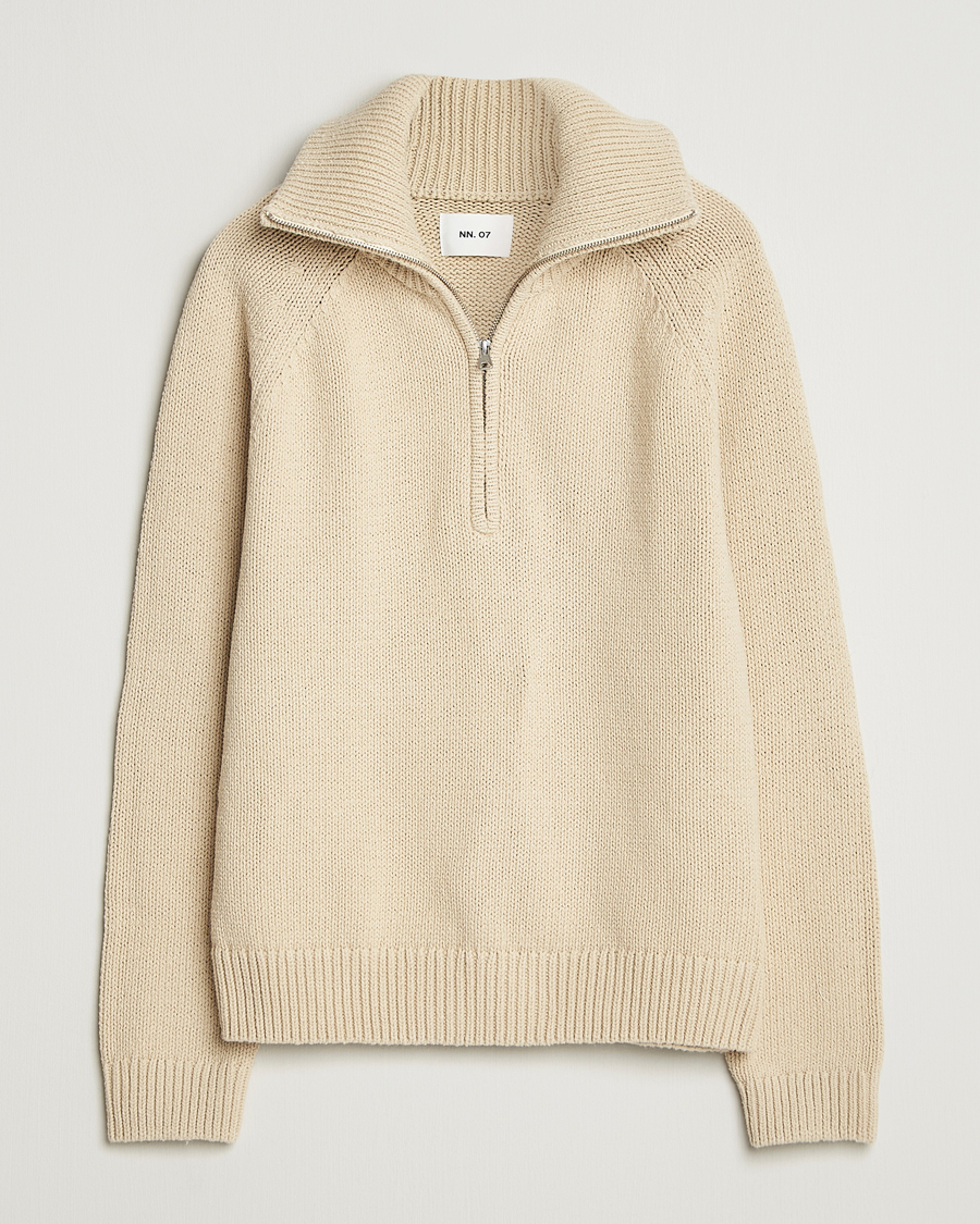 Herre | Trøjer | NN07 | Tristan Heavy Knitted Half Zip Ecru