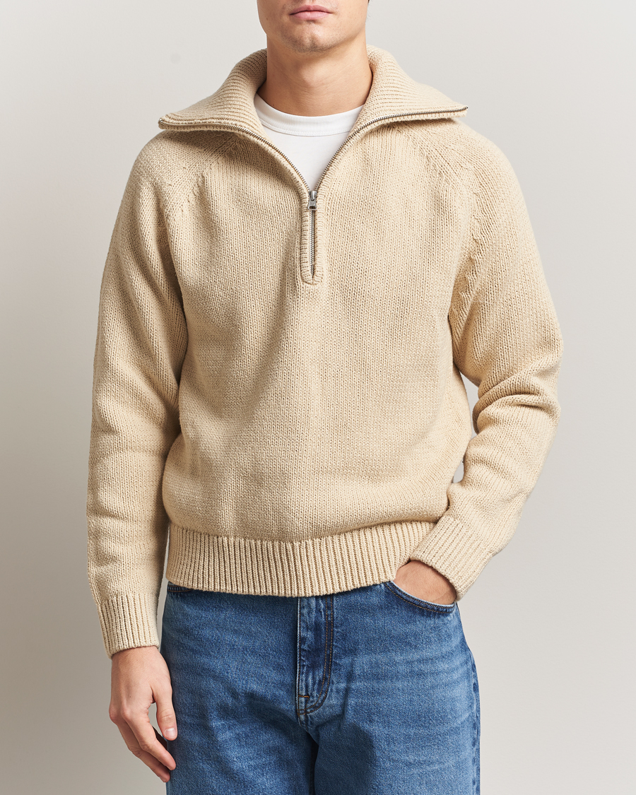 Herre | Trøjer | NN07 | Tristan Heavy Knitted Half Zip Ecru