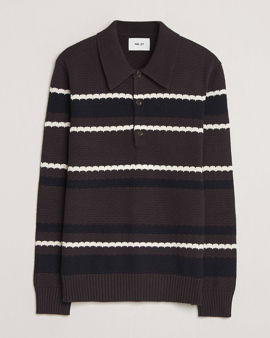 Herre | Trøjer | NN07 | Alfie Striped Knitted Polo Dusky Port