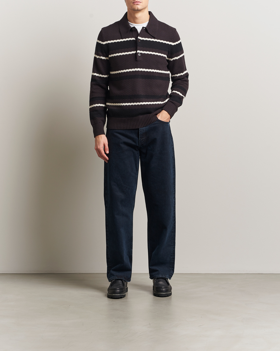 Herre | Trøjer | NN07 | Alfie Striped Knitted Polo Dusky Port