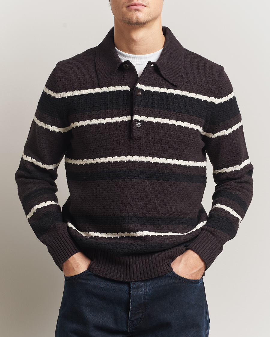 Herre | Trøjer | NN07 | Alfie Striped Knitted Polo Dusky Port