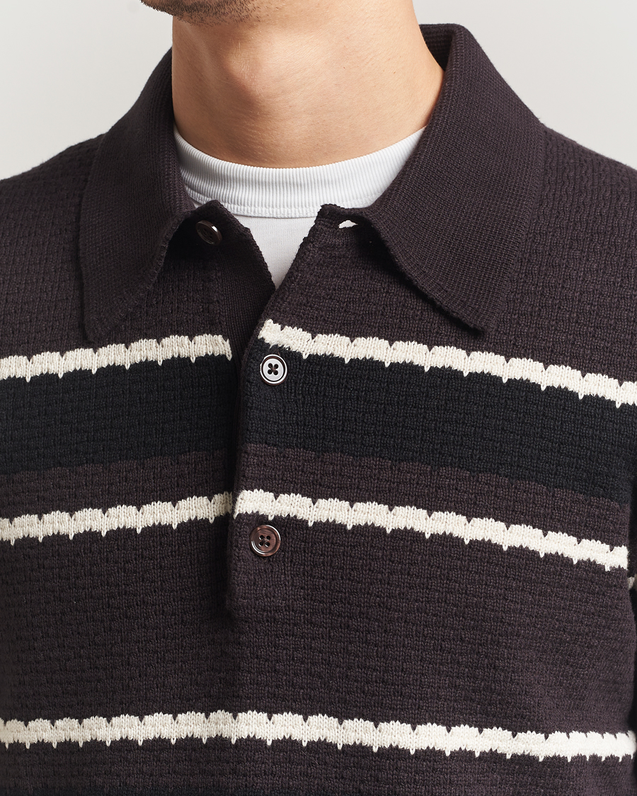 Herre | Trøjer | NN07 | Alfie Striped Knitted Polo Dusky Port