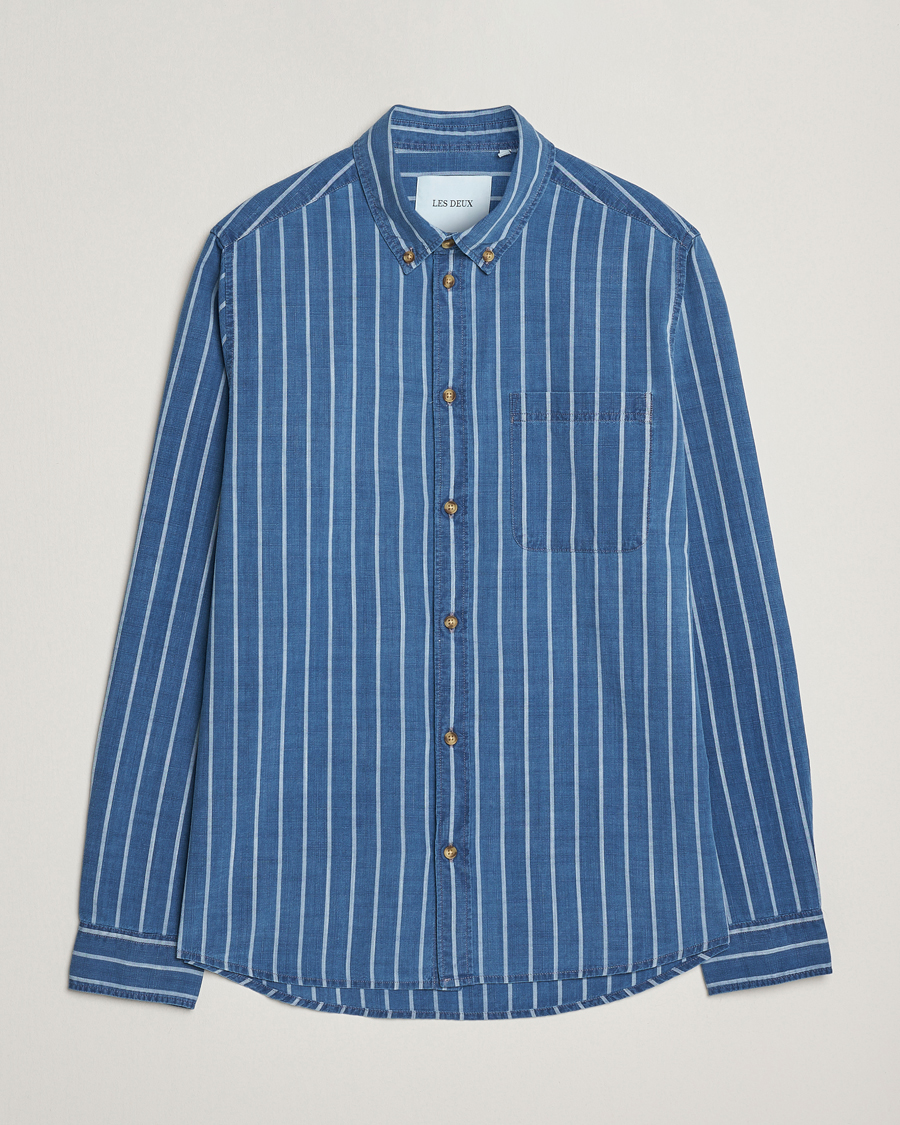 Herre | Skjorter | LES DEUX | Indigo Stripe Shirt Denim Blue