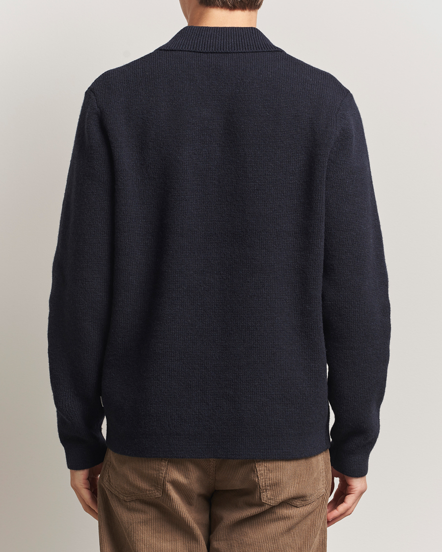 Herre | Skjorter | LES DEUX | Fisher Milano Wool Knit Overshirt Navy