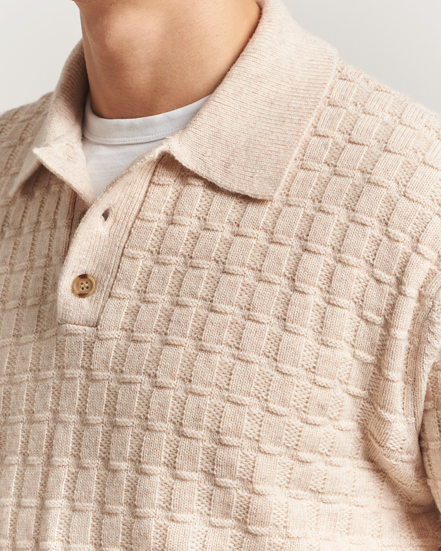 Herre | Trøjer | LES DEUX | Gustav Structured Polo Knit Light Sand Melange