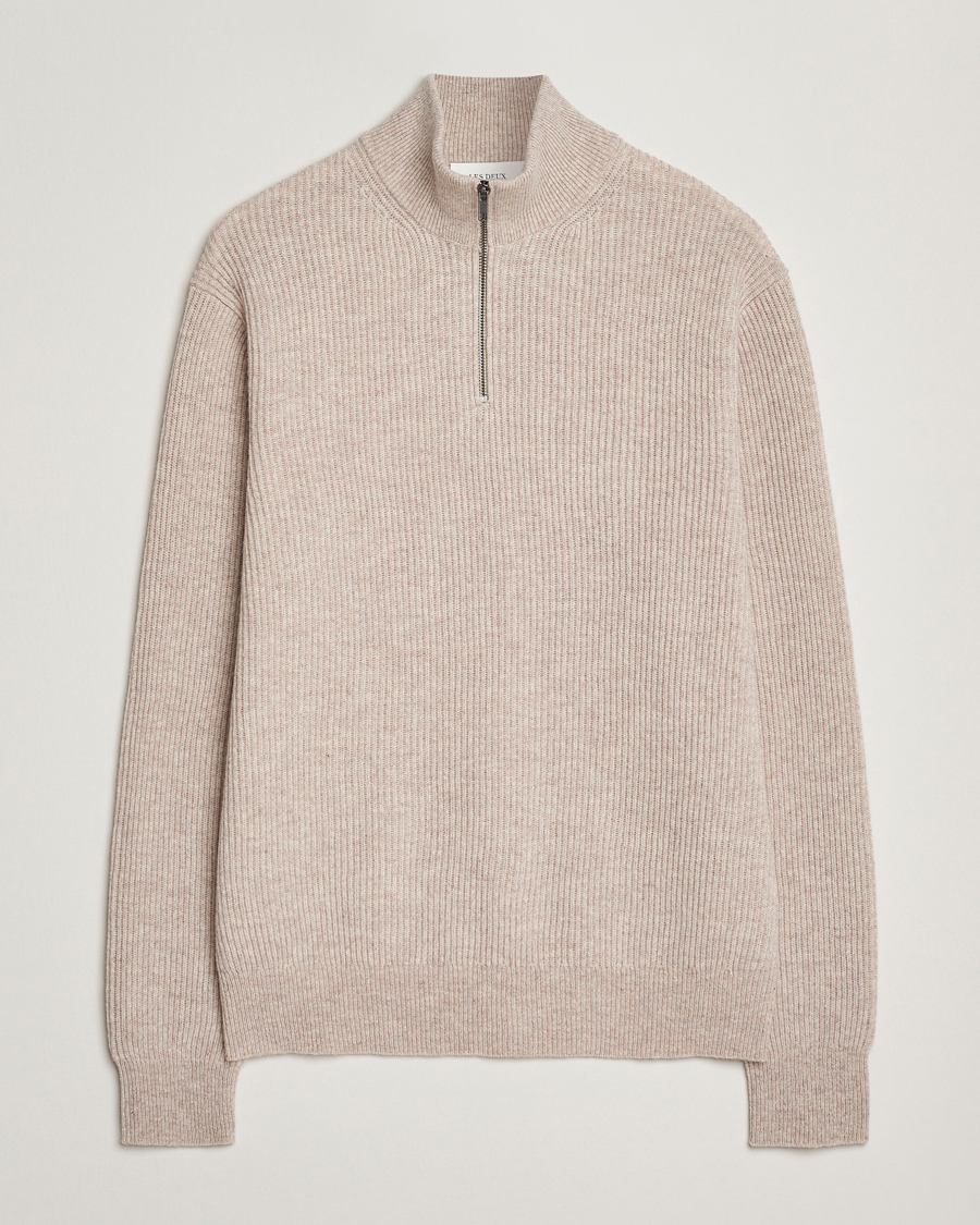 Herre | Trøjer | LES DEUX | Eduard Half-Zip Knit Jumper Light Sand