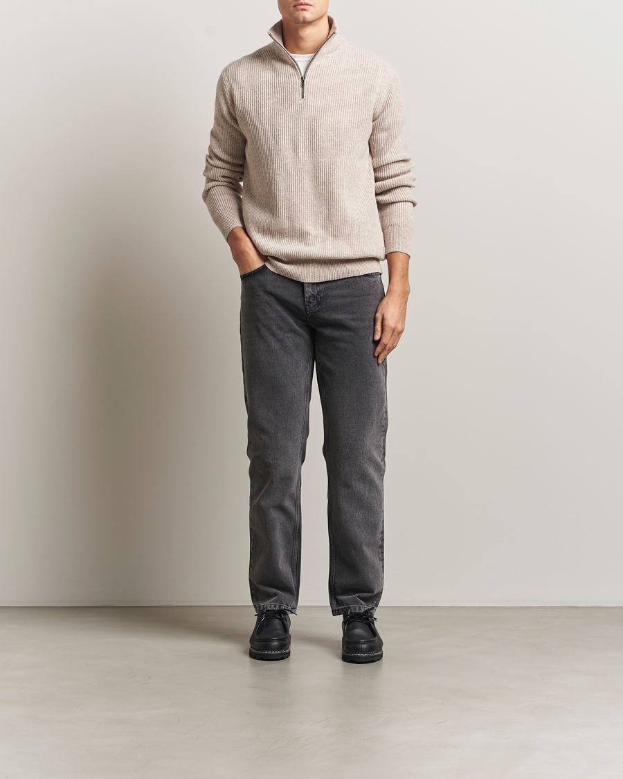 Herre | Trøjer | LES DEUX | Eduard Half-Zip Knit Jumper Light Sand
