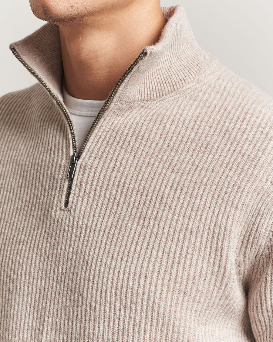 Herre | Trøjer | LES DEUX | Eduard Half-Zip Knit Jumper Light Sand