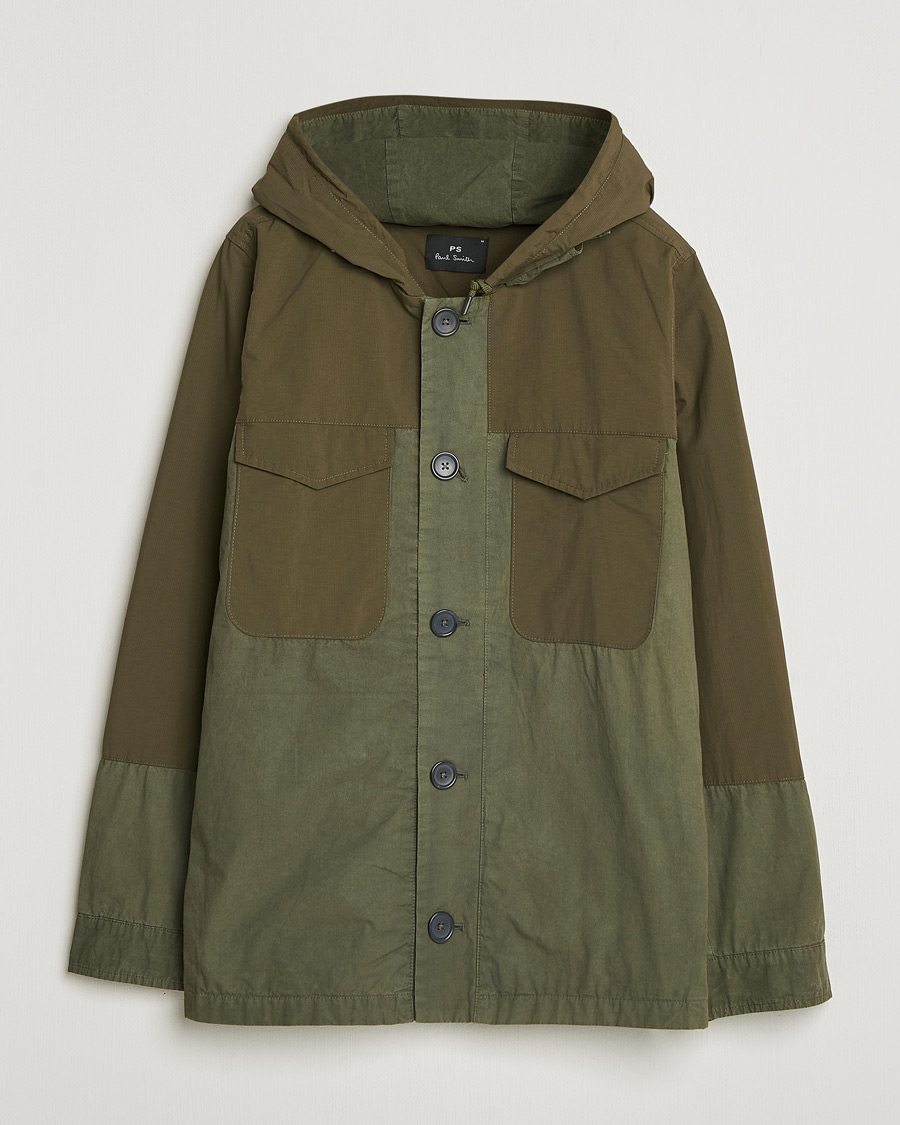 Herre | Jakker | PS Paul Smith | Cotton Ripstop Hooded Jacket Dark Green