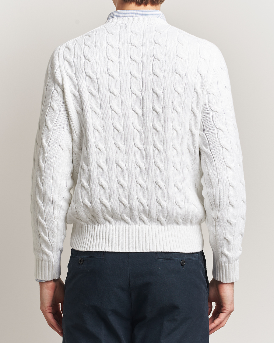 Herre | Trøjer | Polo Ralph Lauren | Cotton Cable Flag Sweater Ceramic White