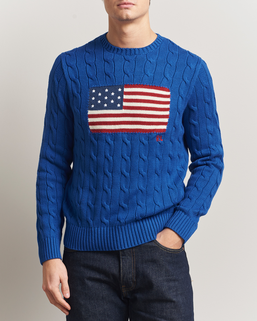Herre | Trøjer | Polo Ralph Lauren | Cotton Cable Flag Sweater Sapphire Star