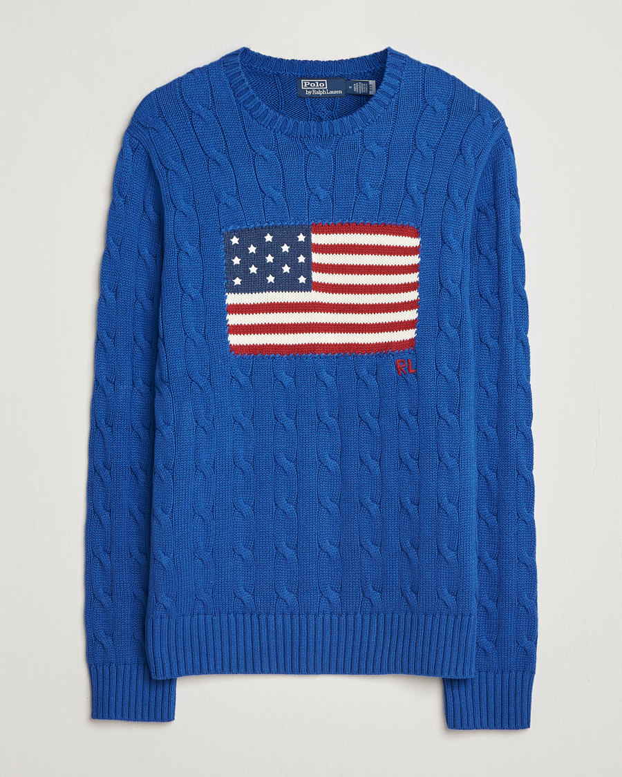 Herre | Trøjer | Polo Ralph Lauren | Cotton Cable Flag Sweater Sapphire Star
