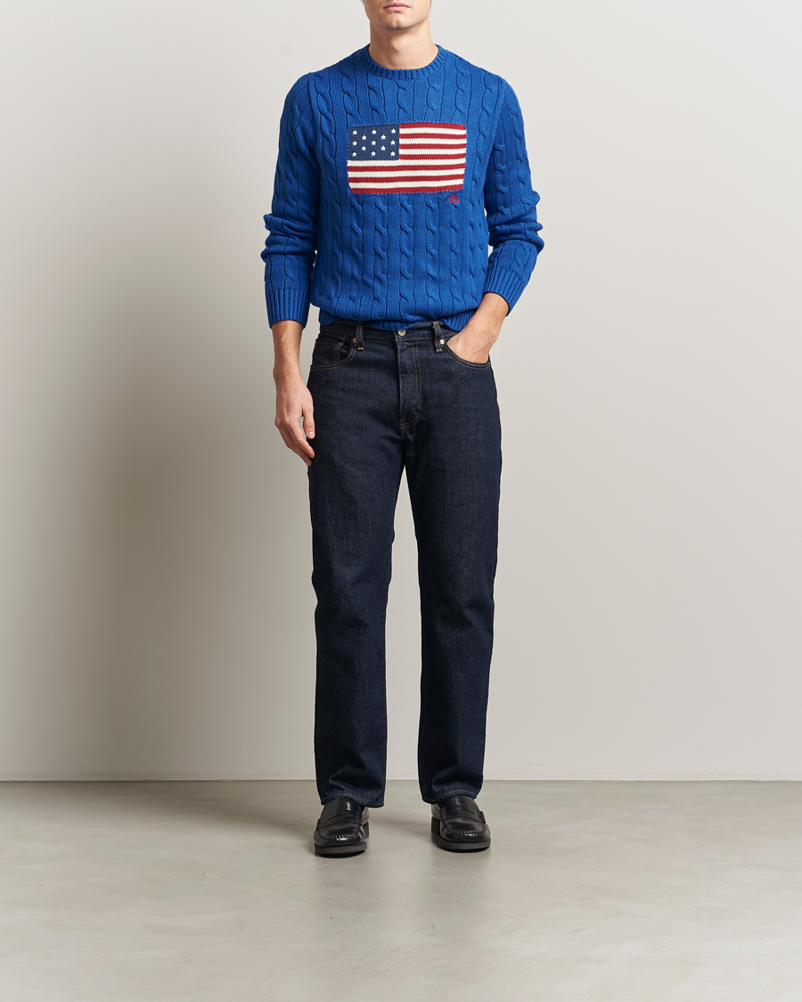 Herre | Trøjer | Polo Ralph Lauren | Cotton Cable Flag Sweater Sapphire Star