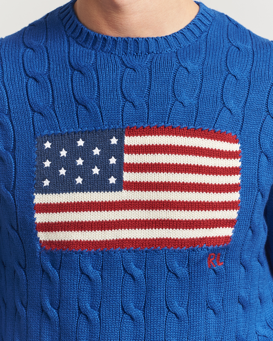 Herre | Trøjer | Polo Ralph Lauren | Cotton Cable Flag Sweater Sapphire Star