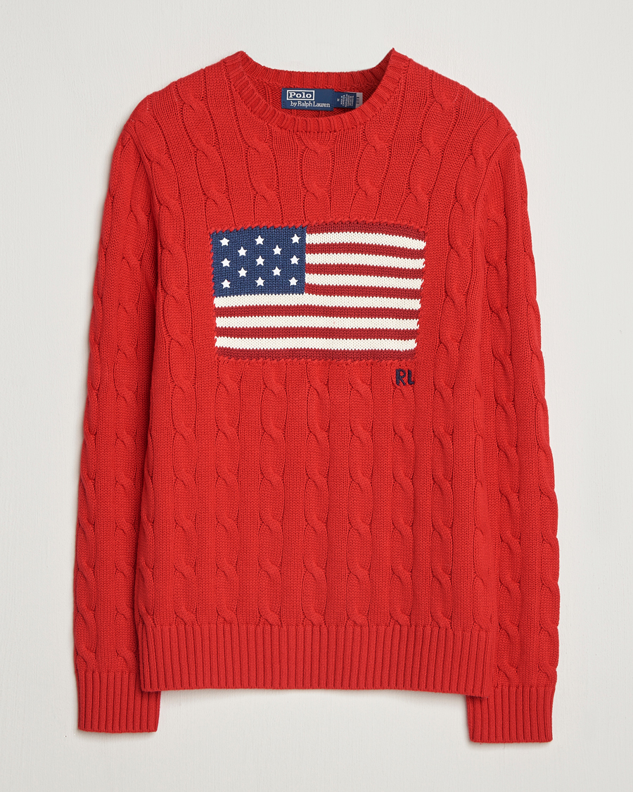 Herre | Trøjer | Polo Ralph Lauren | Cotton Cable Flag Sweater RL 2000 Red