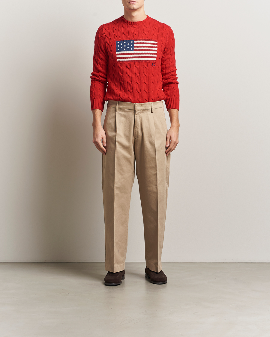 Herre | Trøjer | Polo Ralph Lauren | Cotton Cable Flag Sweater RL 2000 Red