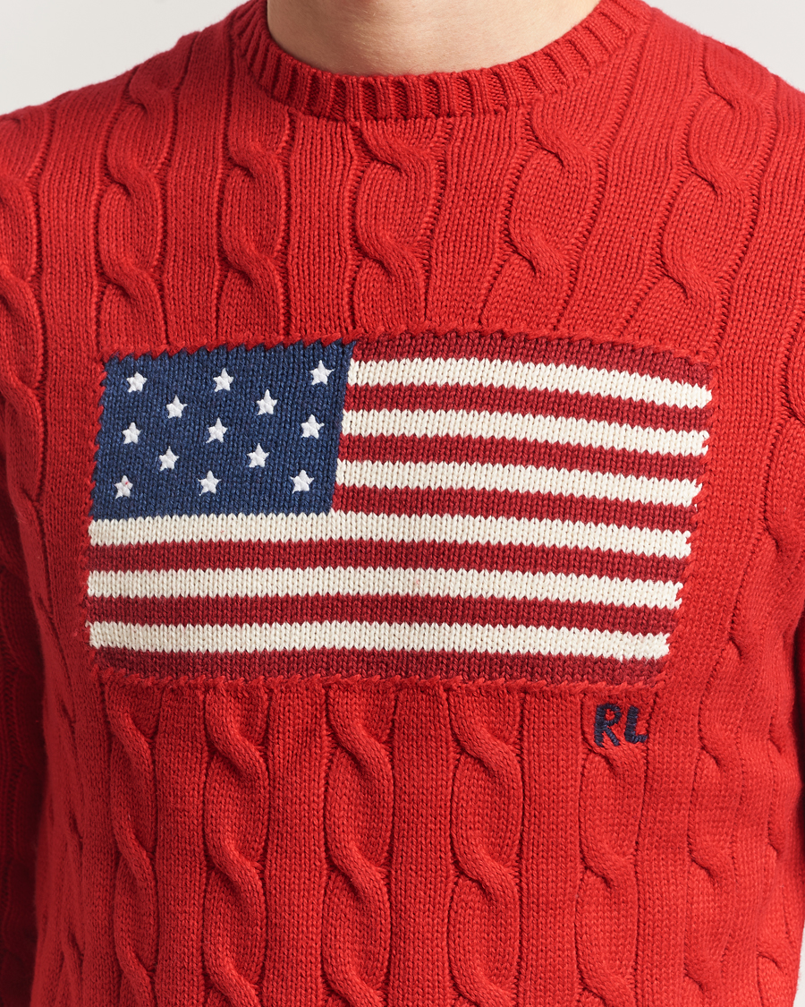 Herre | Trøjer | Polo Ralph Lauren | Cotton Cable Flag Sweater RL 2000 Red