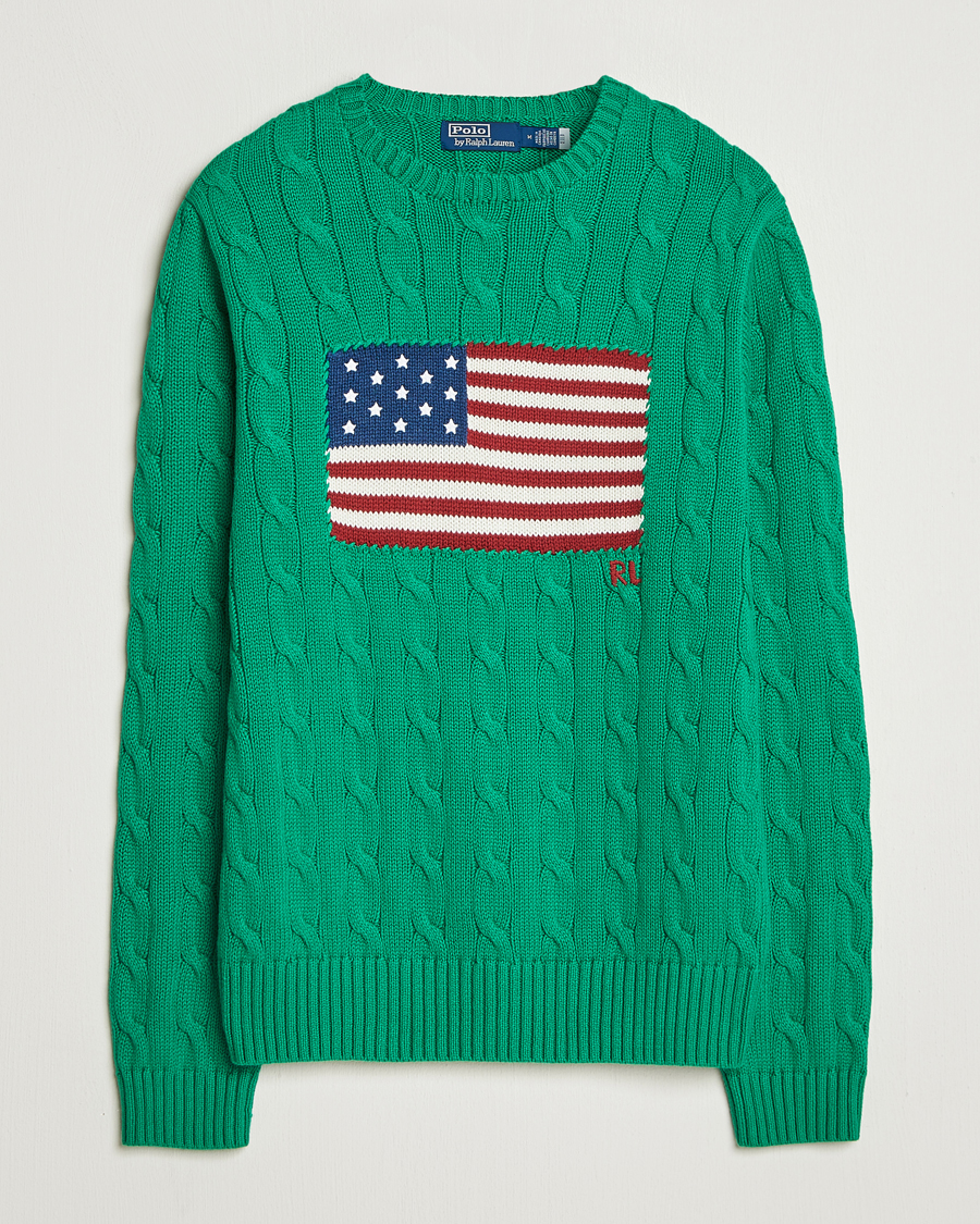 Herre | Trøjer | Polo Ralph Lauren | Cotton Cable Flag Sweater Billiard Green