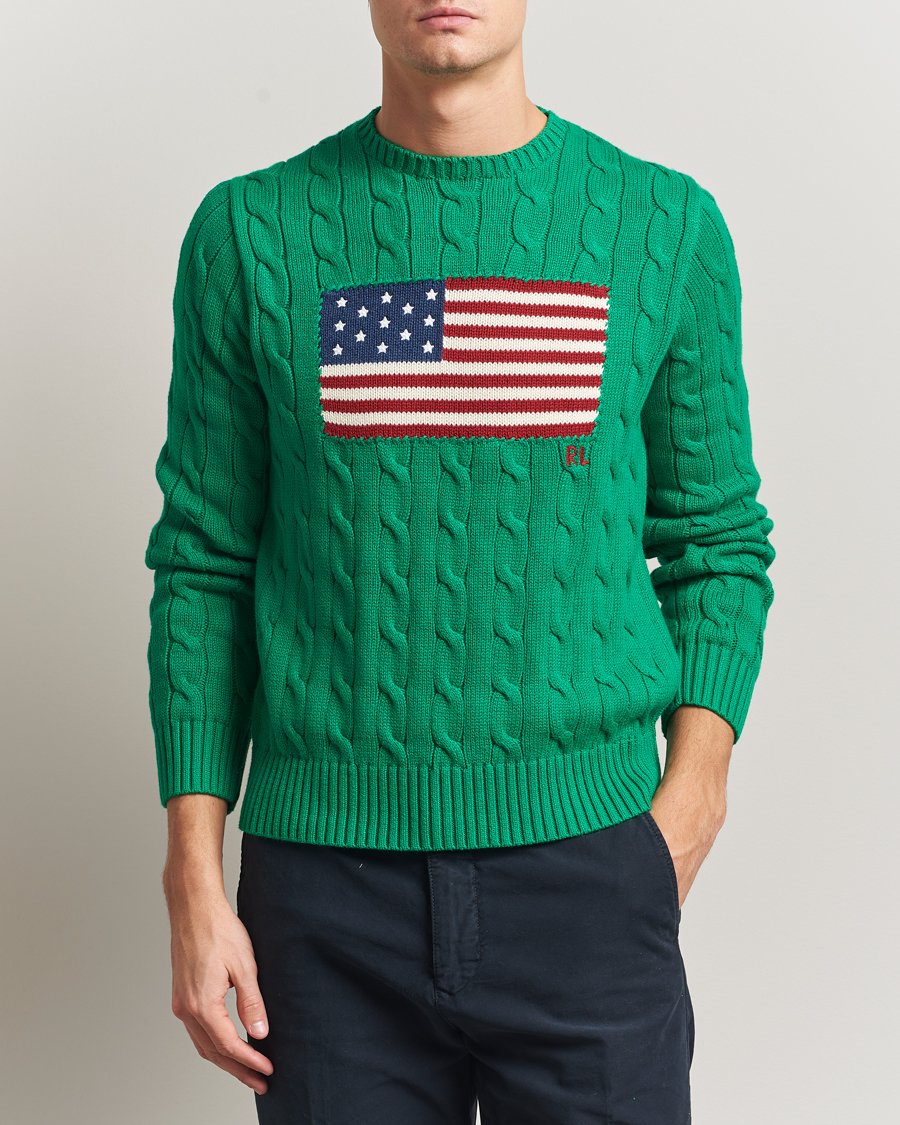 Herre | Trøjer | Polo Ralph Lauren | Cotton Cable Flag Sweater Billiard Green