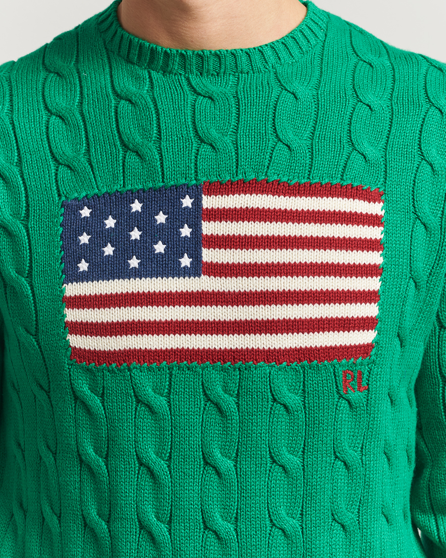 Herre | Trøjer | Polo Ralph Lauren | Cotton Cable Flag Sweater Billiard Green