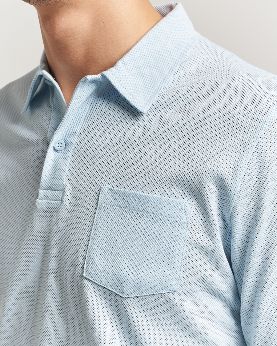 Herre | Polotrøjer | Sunspel | Long Sleeve Riviera Polo Shirt Frost Blue