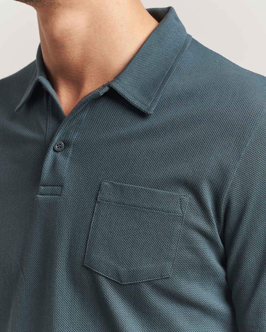 Herre | Polotrøjer | Sunspel | Long Sleeve Riviera Polo Shirt Dark Petrol