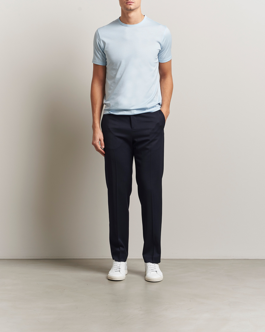 Herre | T-Shirts | Sunspel | Crew Neck Q82 Cotton T-Shirt Frost Blue