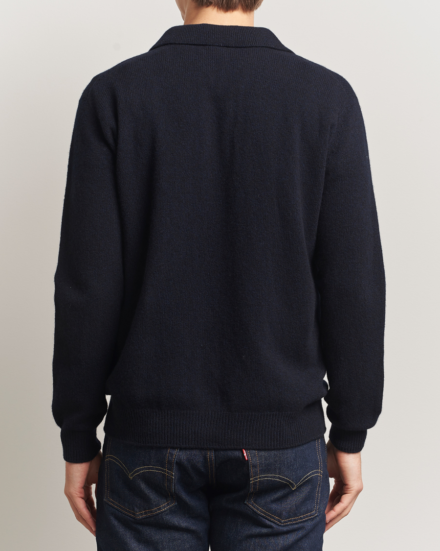 Herre | Trøjer | Sunspel | Lambswool Cardigan Dark Navy