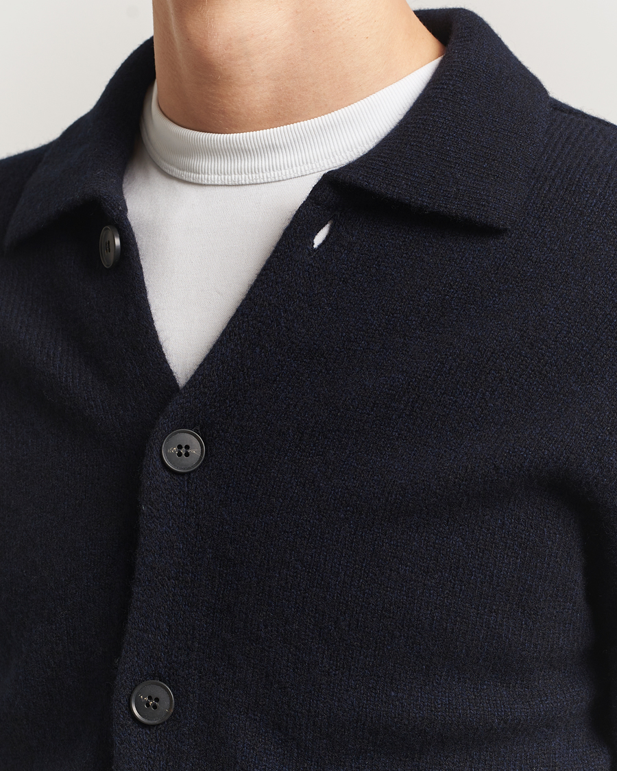 Herre | Trøjer | Sunspel | Lambswool Cardigan Dark Navy
