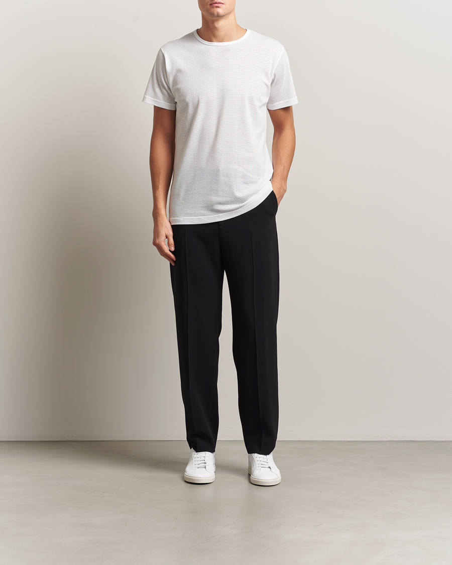 Herre | T-Shirts | Sunspel | Cellular Underwear T-Shirt White