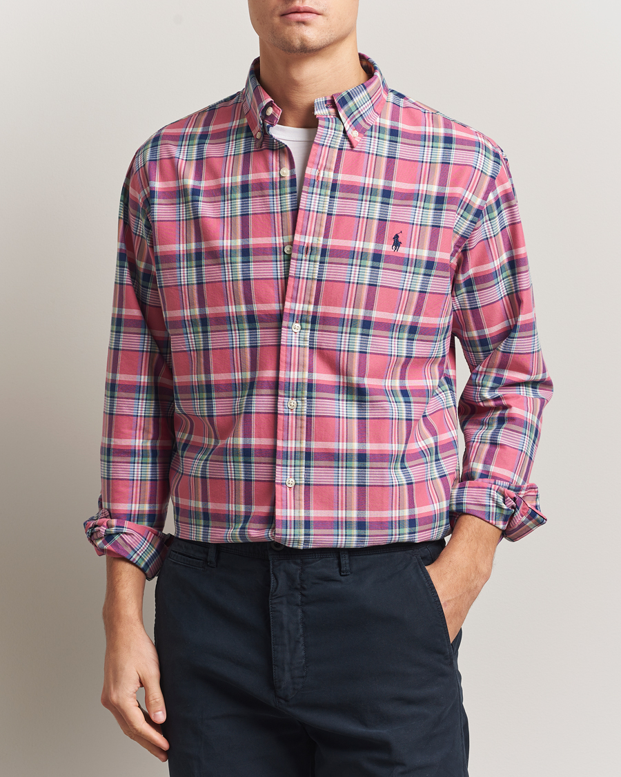 Herre | Skjorter | Polo Ralph Lauren | Custom Fit Oxford Checked Shirt Pink/Blue