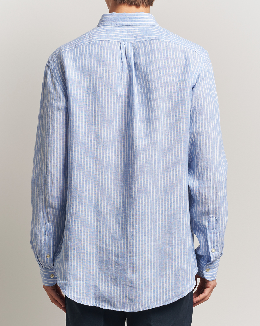 Herre | Skjorter | Polo Ralph Lauren | Custom Fit Linen Striped Shirt Light Blue/White