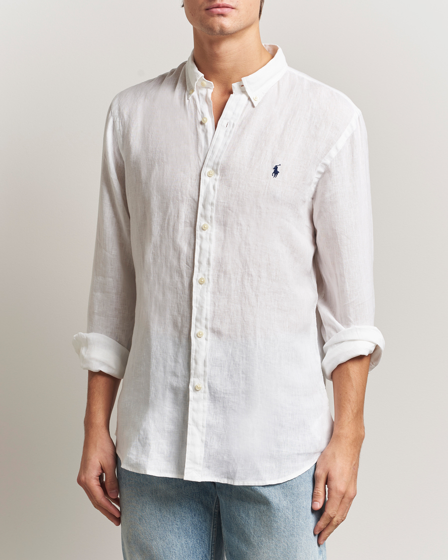 Herre | Skjorter | Polo Ralph Lauren | Slim Fit Linen Shirt White