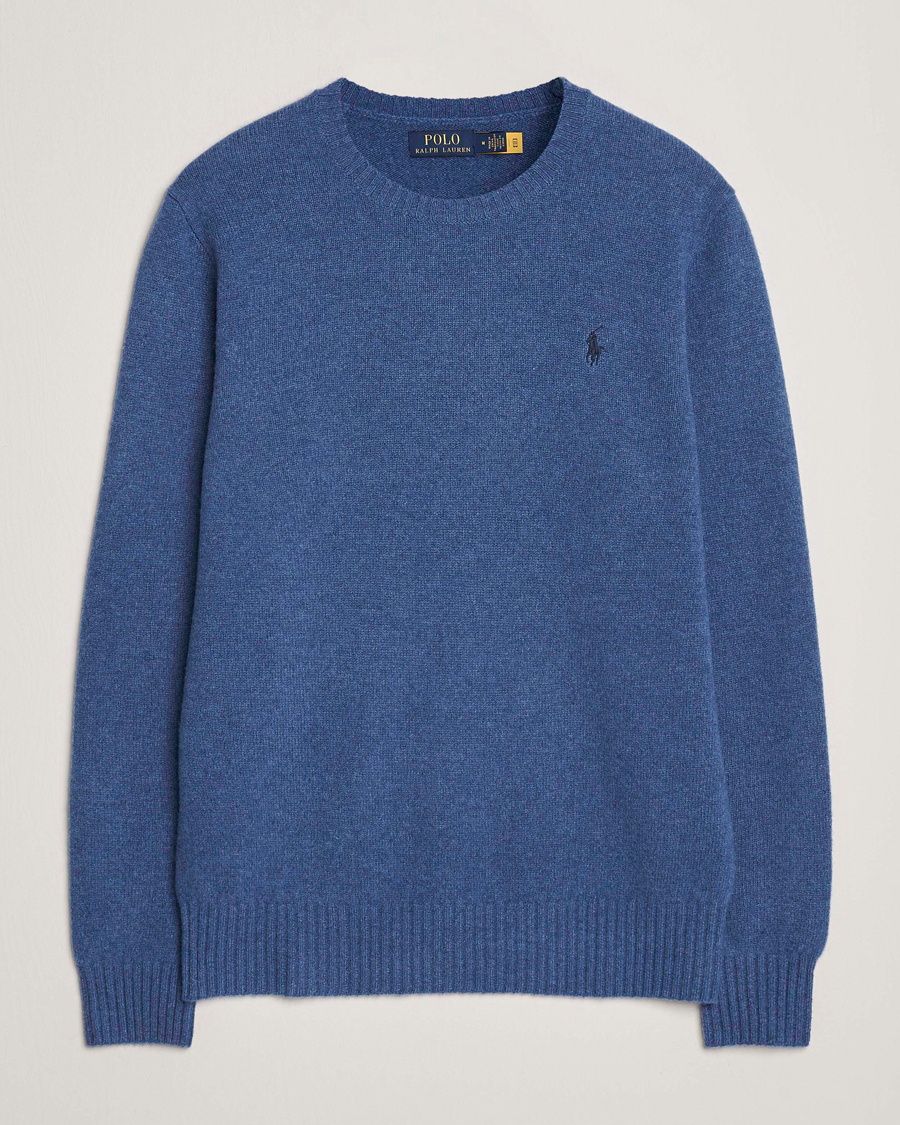 Herre | Polotrøjer | Polo Ralph Lauren | Wool/Cashmere Crew Neck Seasalt Blue Heather