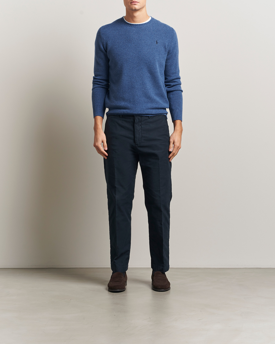 Herre | Polotrøjer | Polo Ralph Lauren | Wool/Cashmere Crew Neck Seasalt Blue Heather