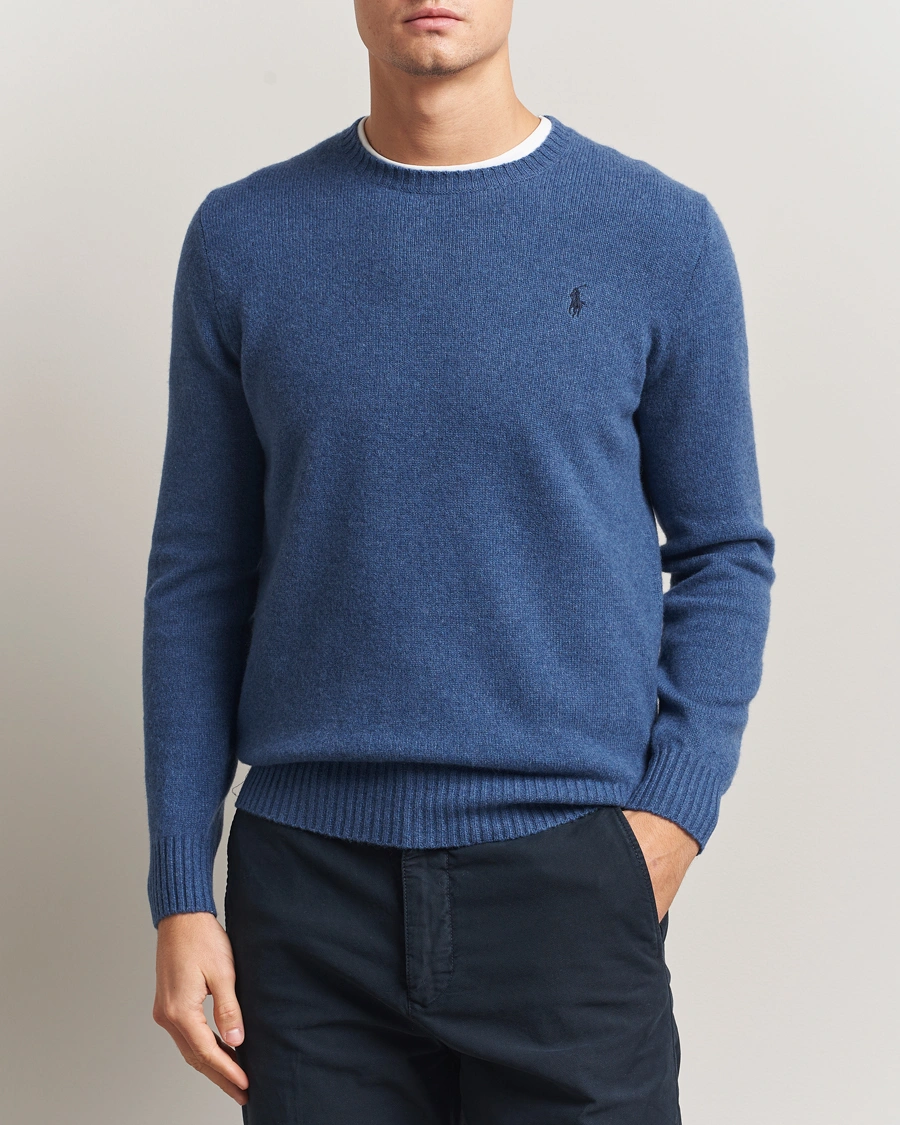 Herre | Polotrøjer | Polo Ralph Lauren | Wool/Cashmere Crew Neck Seasalt Blue Heather