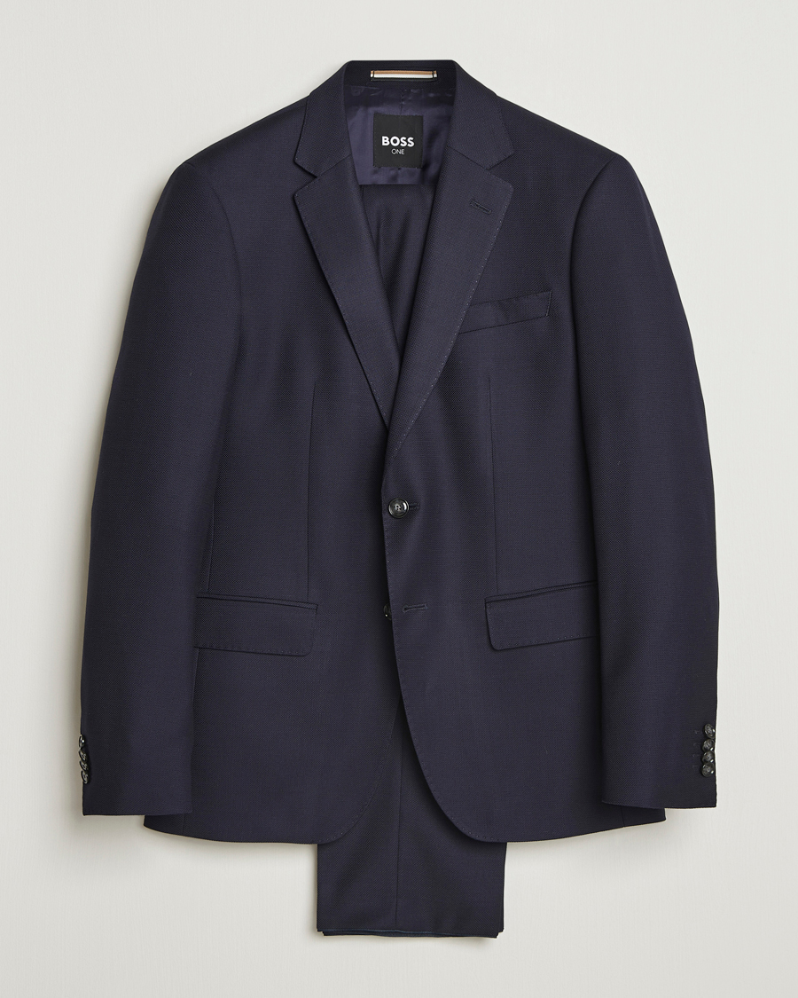 Herre | Jakkesæt | BOSS BLACK | Huge Structured Wool Suit Dark Blue