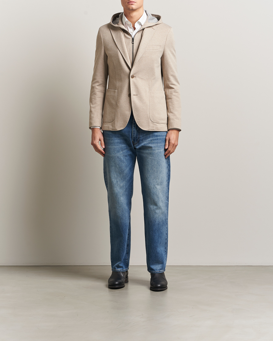 Herre | Blazere & jakker | BOSS BLACK | Hanry Hooded Jersey Blazer Dark Beige