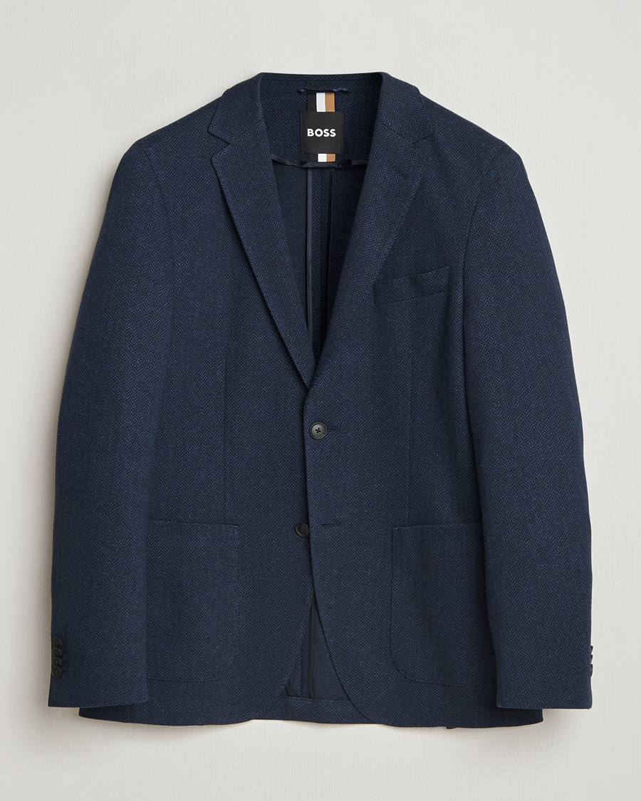 Herre | Blazere & jakker | BOSS BLACK | Jaye Jersey Herringbone Blazer Dark Blue