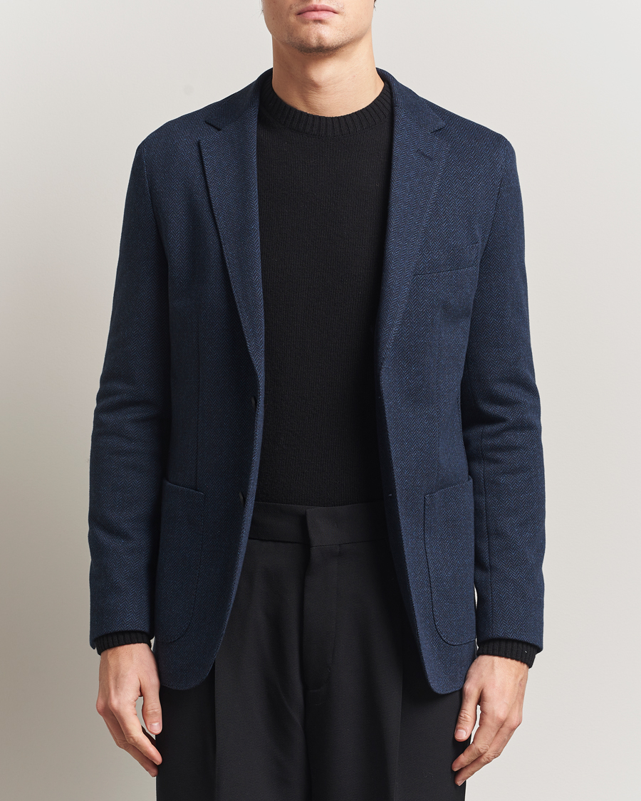 Herre | Blazere & jakker | BOSS BLACK | Jaye Jersey Herringbone Blazer Dark Blue