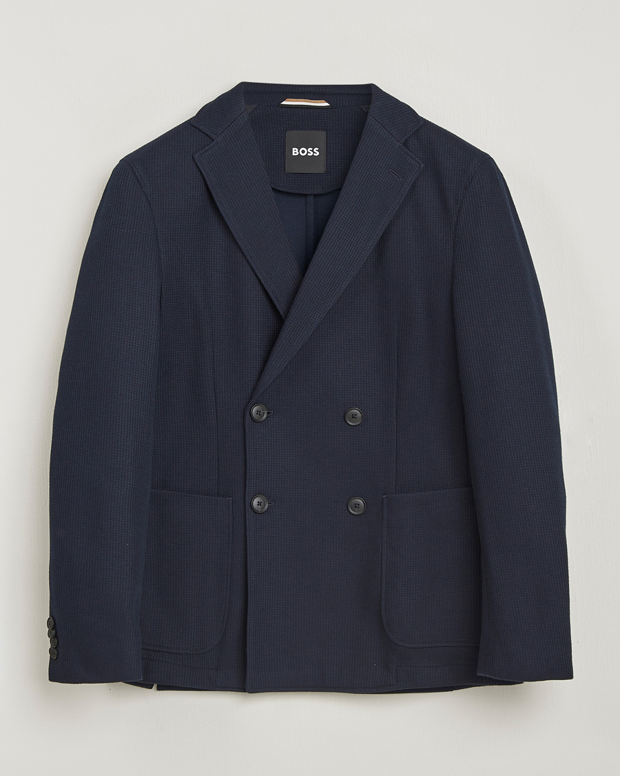 Herre | Blazere & jakker | BOSS BLACK | Hanry Jersey Double Breasted Blazer Dark Blue