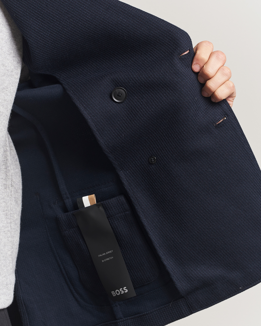 Herre | Blazere & jakker | BOSS BLACK | Hanry Jersey Double Breasted Blazer Dark Blue