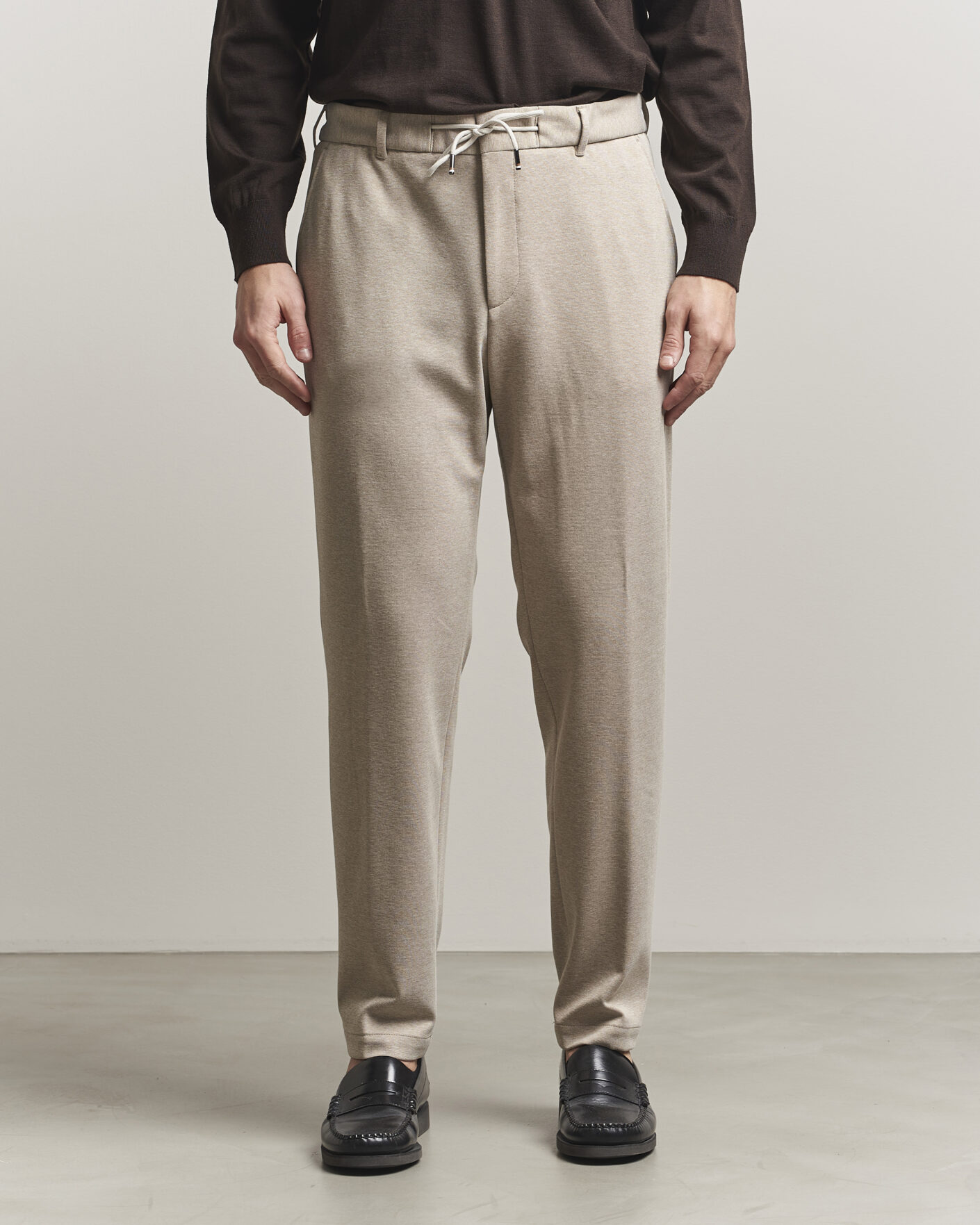 Herre | Bukser | BOSS BLACK | Perin Jersey Drawstring Trousers Dark Beige